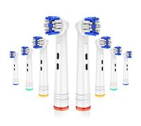 Lot de 8 têtes de brosse à dents de rechange pour brosses à dents électriques Braun Oral-B - Tête ronde compatible avec Oral B Professional Care, Pro, Timer, Vitality, Triumph, Genius et Smart Serise