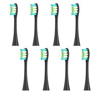 Lot de 8 têtes de brosse à dents Oclean - Poils souples - Pour le soin des gencives - Avec couvercle anti-poussière - Idéales pour la famille et les voyages - Pour Oclea Flow Oclean X Pro Elite - Noir