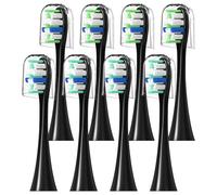 Lot de 8 têtes de rechange pour brosses à dents électriques Philips Sonicare compatibles avec les brosses à dents électriques Phillips Sonicare, noir