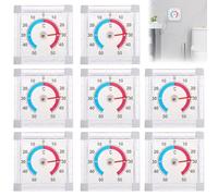 Lot de 8 thermomètres autocollants pour portes et fenêtres GOEDCH : thermomètre mural de 7,5 cm, thermomètre extérieur numérique, thermomètre analogique précis pour climat intérieur avec film adhésif