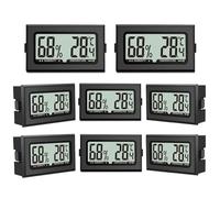 Lot de 8 thermomètres d'humidité, mini hygromètre numérique avec écran LCD, thermomètre d'intérieur pour intérieur, bureau, salon et cave à vin (piles incluses) (8)