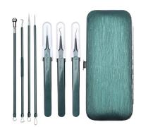Lot de 8 tire-comédons - Outil professionnel pour enlever les points noirs - Avec outils en acier inoxydable dans une boîte colorée - Vert foncé