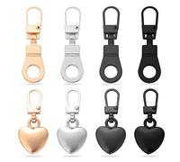 Lot de 8 tirettes de fermeture éclair universelles amovibles en métal en forme de cœur et en forme de cœur - Accessoires de réparation pour vestes, pantalons, bagages