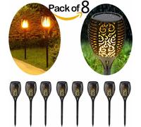 lot de 8 torches solaires, flammes scintillantes Torches solaires d'éclairage de chemin en plein air Décoration paysagère Éclairage de sécurité
