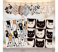 Lot de 8 torchons suédois en forme de chat de dessin animé - Teckel mignon - Réutilisables - Éponges de nettoyage absorbantes - Style ethnique - Éléphant - Vache en papier réutilisable
