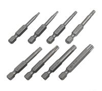 Lot de 8 tournevis Torx en alliage d'acier de 50 mm avec tige 1/4 pour tige T40 pour T8 pour T15 pour embout T20 pour T25 T27 pour embouts magnétiques hexagonaux T30