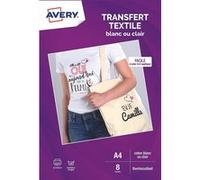 Lot de 8 Transferts A4 T-Shirt Avery Dennison C9405-8 Blanc ou clair pour textiles G