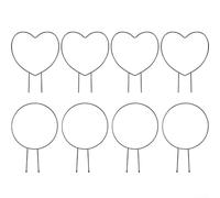 Lot de 8 treillis de jardin en fer pour plantes grimpantes, piquets de support noirs antirouille avec cœur et cerceaux ronds pour fleurs en pot, roses, lierre, décoration intérieure et extérieure