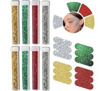 Lot de 8 tubes de paillettes pour enfants - Shakers à paillettes fines pour slime, résine, ongles, cire fondue - Rouge, vert, or, argent - Artisanat de Noël et projets de bricolage