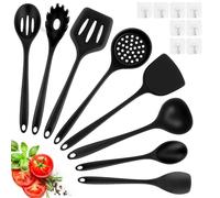 Lot de 8 ustensiles de cuisine en silicone, antiadhésifs et résistants à la chaleur avec spatule, cuillère, spatule, louche