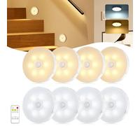 Lot de 8 veilleuses avec détecteur de mouvement - 3 modes Auto/On/Off USB - Rechargeable - Pour escalier, armoire, couloir, escalier, armoire, chambre à coucher