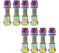 Lot de 8 vis à tête hexagonale M5 x 16/18/20 mm avec rondelle et écrou en titane M5 for fourche en fibre de carbone(Rainbow,M5x20mm)