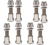 Lot de 8 vis à tête hexagonale M5 x 16/18/20 mm avec rondelle et écrou en titane M5 for fourche en fibre de carbone(Silver,M5x16mm)