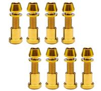 Lot de 8 vis à tête hexagonale M5 x 16/18/20 mm avec rondelle et écrou en titane M5 for fourche en fibre de carbone(Gold,M5x18mm)