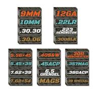 Lot de 80 autocollants en vinyle pour canettes de munitions .22 .223 .308 9 mm .380 .45 5.56 7.62 12GA 300BLK (80 paquets/20 variétés)
