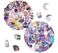 Lot de 80 autocollants esthétiques holographiques magiques vintage sorcière autocollants transparents imperméables pour scrapbooking graffiti pharmacien PET pour scrapbooking, ordinateur portable