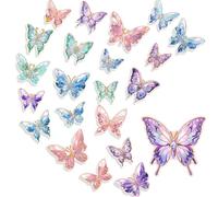 Lot de 80 autocollants holographiques papillon pour enfants - Paillettes - Autocollants papillons - Colle imperméable - Autocollants holographiques pour scrapbooking, agenda journalier, coque de
