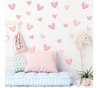 Lot de 80 autocollants muraux en forme de cœur rose pour chambre à coucher, salon, chambre de fille, chambre d'enfant, chambre de bébé, décalcomanies murales en PVC