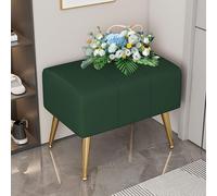 Lot de 80 bancs rectangulaires modernes avec pieds en métal doré et repose-pieds rembourré, en cuir synthétique, idéal pour entrée, salon, couloir et hall d'entrée Vert foncé