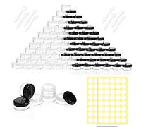Lot de 80 boîtes 3ml/3g Conteneur Cosmétique Bidon vide Transparent Noir et Blanc Petit pot de Voyage Rond en Plastique,Peut être utilisé pour Le Baume à Lèvres, La Lotion, La Crème（Noir/Transparent)