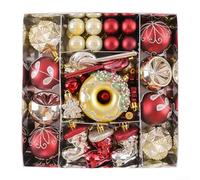 Lot de 80 boules de Noël incassables en PVC de formes assorties (C) | Construction en plastique incassable, design léger, résistant aux chutes, motifs peints à la main, mélange mat et brillant