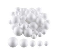 Lot de 80 boules en mousse de polystyrène pour bricolage - 5 tailles - Blanc - Pour décoration artistique - 20 pour 1 cm, 2 cm, 15 pour 3 cm, 4 cm et 10 pour 5 cm
