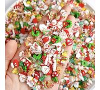 Lot de 80 breloques de Noël pour nail art, Père Noël, élan, arbre de Noël, bonhomme de neige, strass 3D mélangés de Noël, bonhomme en pain d'épices, bijoux d'ongles, renne, cloche, pierres précieuses