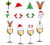 Lot de 80 breloques de Noël pour verres à vin : Père Noël, élan et plus encore - Décorations festives pour verres à vin et identificateurs de verre à boisson en bois pour Noël, M, Résine synthétique