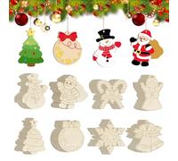 Lot de 80 décorations de Noël en bois à peindre, 8 styles d'artisanat de Noël pour enfants et adultes, faites vos propres boules avec ficelle, tranches de bois brut pour décorations de sapin de Noël