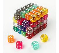 Lot de 80 dés multicolores à 6 côtés, 14 mm, cubes de jeu en acrylique pour jeux de dés, jeux de table, coins arrondis, 16 couleurs, kit de dice pour bar, fête KTV