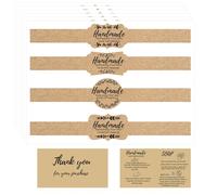 Lot de 80 étiquettes de savon en kraft marron faites à la main avec cartes d'entretien de savon faites à la main, 8,9 x 5,1 cm, guide d'entretien pour fournitures de savon (autocollants avec carte)