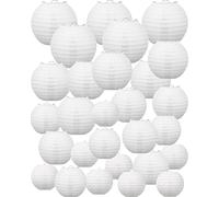 Lot de 80 lanternes chinoises japonaises blanches en papier à suspendre pour fête de mariage, fête prénatale, décoration de fête de Noël - 10,2 cm, 15,2 cm, 20,3 cm, 25,4 cm, 30,5 cm