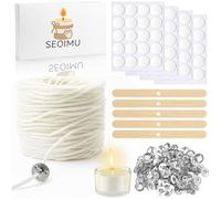 Lot de 80 mèches de bougie, 7000 cm, avec 125 bases en métal, autocollants pour bougies, 5 supports de mèche, pour bougies, bougies de communion, lampes à huile, bricolage, bougies, mariages