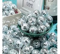Lot de 80 mini boules disco réfléchissantes à suspendre pour fête disco des années 70, sapin de Noël, décoration de mariage, argenté