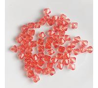 Lot de 80 perles en cristal double cône/bicone de 8 mm avec trou - Pour bricolage avec trou - Perles tchèques à facettes - En acrylique - À enfiler - Rouge clair