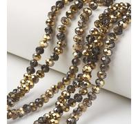 Lot de 80 perles rondelles à facettes en verre pour la fabrication de bijoux - 6 x 5 mm - Marron noix de coco - Perles d'espacement en cristal briolette électroplaqué pour loisirs créatifs DIY