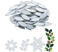 Lot de 80 petits miroirs en forme de feuille pour travaux manuels, carreaux de mosaïque antiadhésifs en forme de goutte d'eau pour art créatif, mur, porte, décoration d'intérieur (blanc)