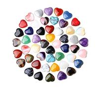 Lot de 80 pierres précieuses naturelles en forme de cœur - Quartz rose - Cristal de poche en vrac - Pierre chakra polie - Équilibre énergétique Reiki - Cadeau assorti pour femme (25 couleurs)