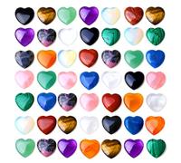 Lot de 80 pierres précieuses naturelles en forme de cœur - Quartz rose - Cristal de poche en vrac - Pierre chakra polie - Équilibre énergétique Reiki - Cadeau assorti pour femme (13 couleurs)