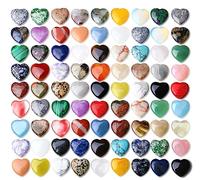 Lot de 80 pierres précieuses naturelles en forme de cœur - Quartz rose - Cristal de poche en vrac - Pierre chakra polie - Équilibre énergétique Reiki - Cadeau assorti pour femme (40 couleurs)