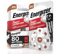 Lot de 80 piles acoustiques énergétiques pour appareils auditiques, taille 312 marron, sans mercure, 10 paquets de 8 piles