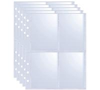 Lot de 80 pochettes A5 à 6 anneaux, 6,3 x 8,9 cm, protection double face 4 poches, feuilles de cartes photo Kpop ultra transparentes, pochettes pour cartes de jeu et photos