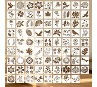Lot de 80 pochoirs réutilisables pour peinture, fleurs, modèles de peinture botanique avec feuilles, papillon, oiseaux, matériau PET pour mur, bois, tissu