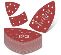 Lot de 80 ponceuses triangulaires - Papier abrasif triangulaire - 152 x 105 mm - 40/60/80/120/180/240/320/400 - Grain triangulaire - Papier abrasif pour Black et Decker - Détail de la paume