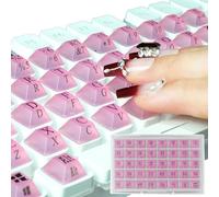 Lot de 80 protections autocollantes pour clavier et ordinateur portable avec impression légende complète - Rose - Améliore la précision des ongles longs