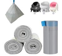 Lot de 80 sacs à litière pour chat compatibles avec Neakasa et PetPivot à couvercle ouvert et autonettoyant, sacs à déchets, sacs poubelle de rechange robustes avec cordon de serrage (gris)