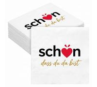 Lot de 80 serviettes d'anniversaire « Schön Dass du da bist » | Décoration d'anniversaire, décoration de table d'anniversaire, serviettes pour anniversaire, mariage, confirmation, baptême