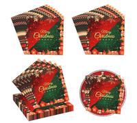Lot de 80 serviettes de Noël - Rouge et vert - Décoration de table de Noël - En papier pour décoration de table et fête - 33 x 33 cm