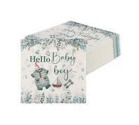 Lot de 80 serviettes de table pour décoration de fête prénatale garçon avec motif Hello Baby Boy