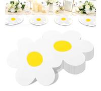 Lot de 80 serviettes en papier motif marguerites en forme de fleur pour anniversaires, fêtes, décoration et célébrations
